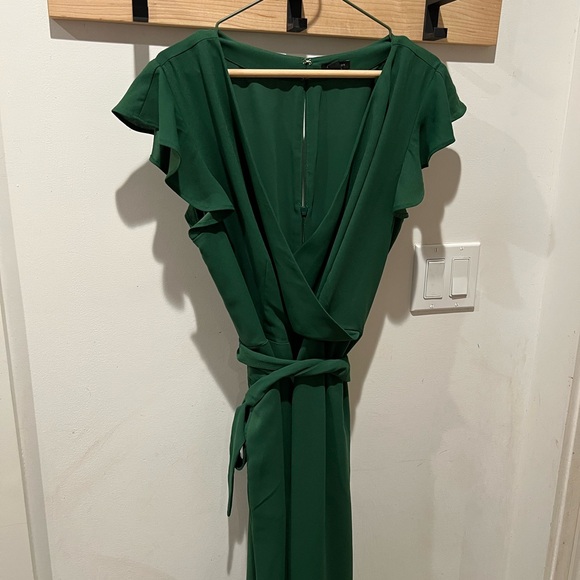 Ann Taylor Emerald Green Flutter Sleeve Pocket Jumpsuit - Picture 9 of 10
